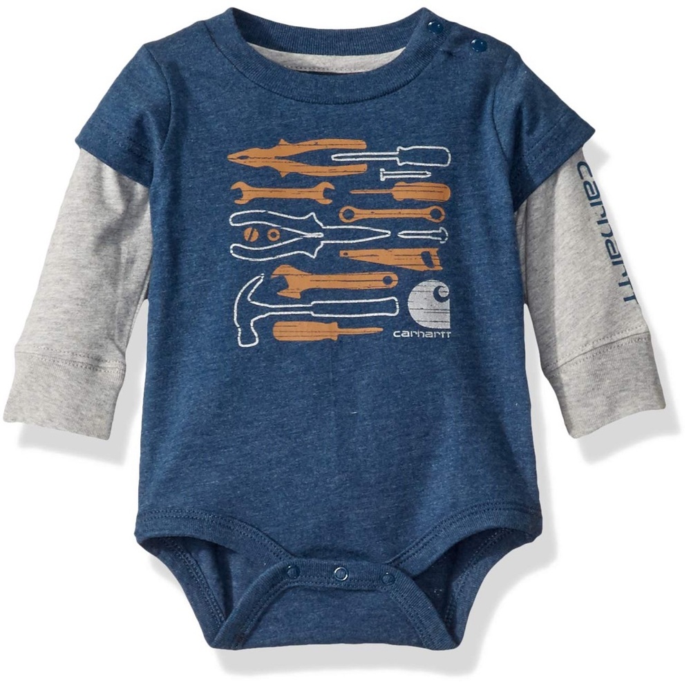 Carhartt Navy and Heather Gray Infant Bodysuit